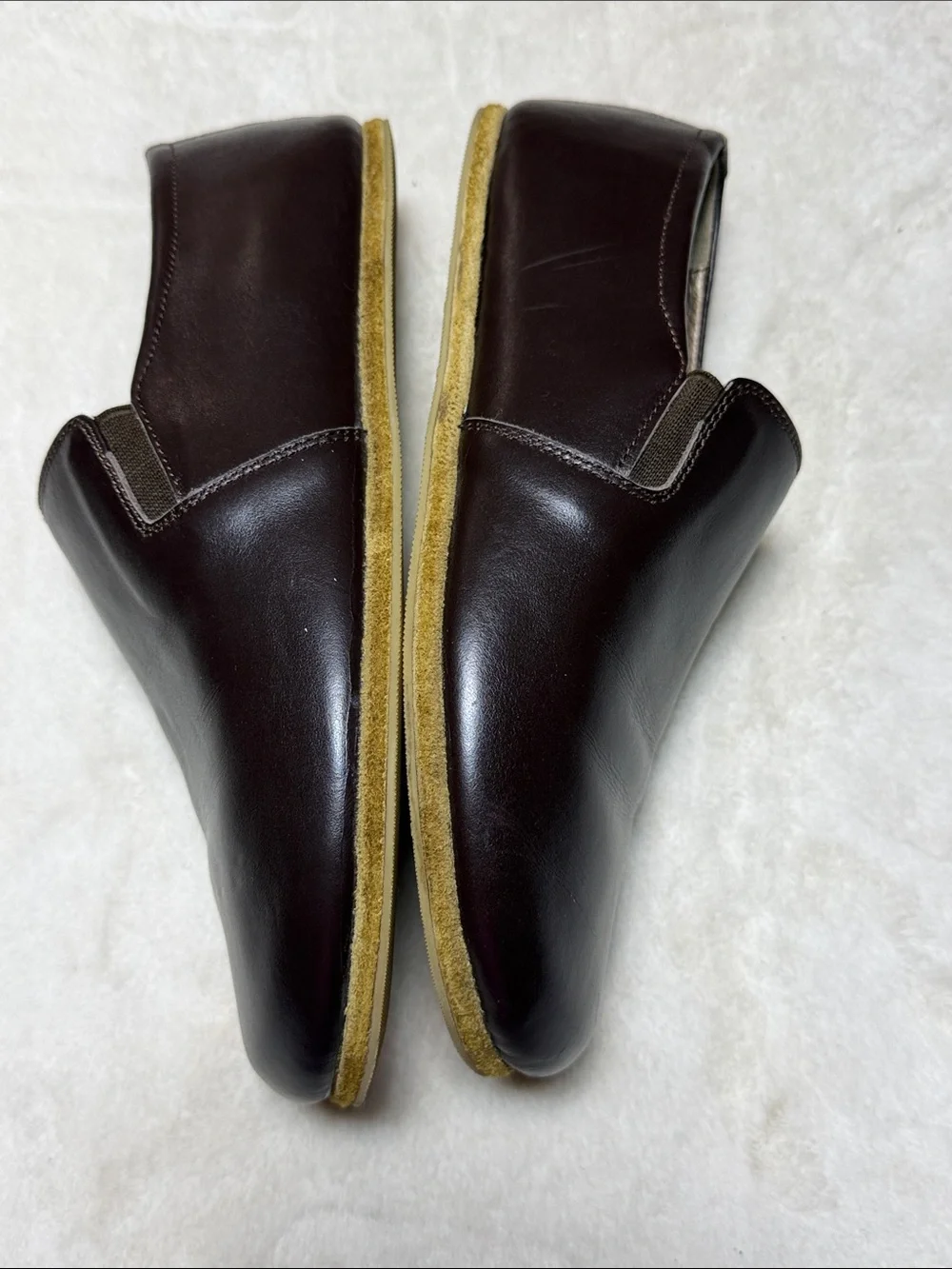 Men's Minimalist barefoot Dark Brown Slip-On Leather Loafers 40